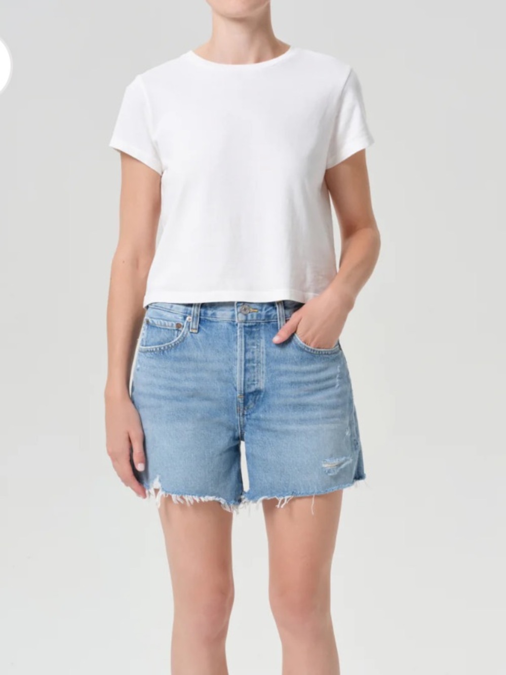 Agolde Parker Long Short in Swapmeet Light Wash Denim 23